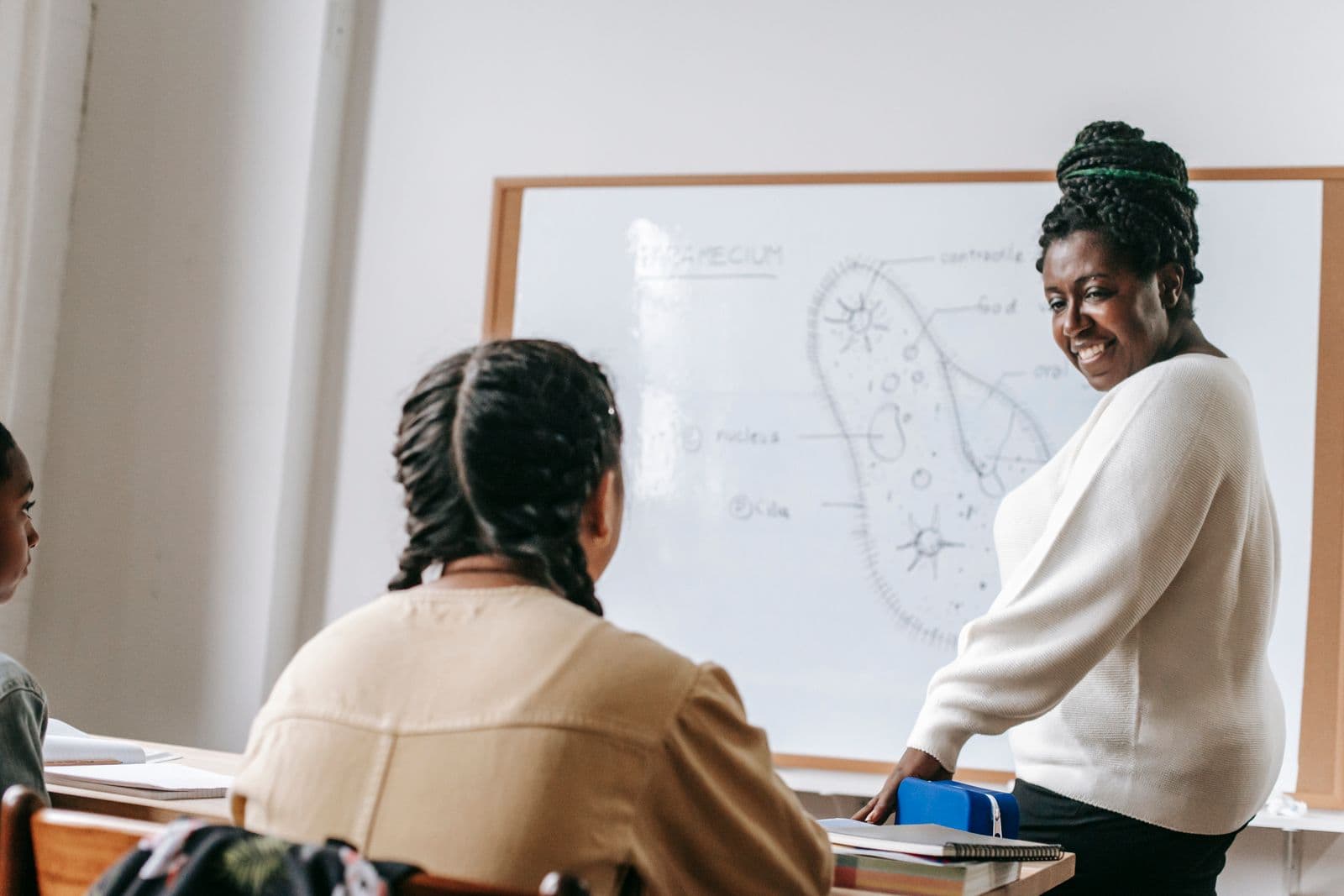 A teacher leading a lesson with students in class